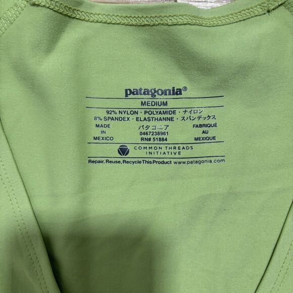 Patagonia Banda Dress Medium Green Twist Front Midi Sleeveless Stretch Gorpcore - Picture 3 of 7